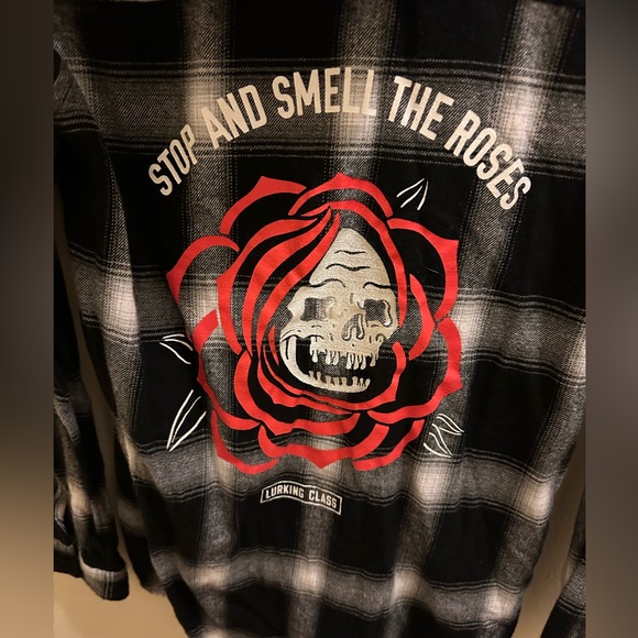 Lurking Class Art Stop & Smell The Roses Hooded Flannel - Picture 6 of 6